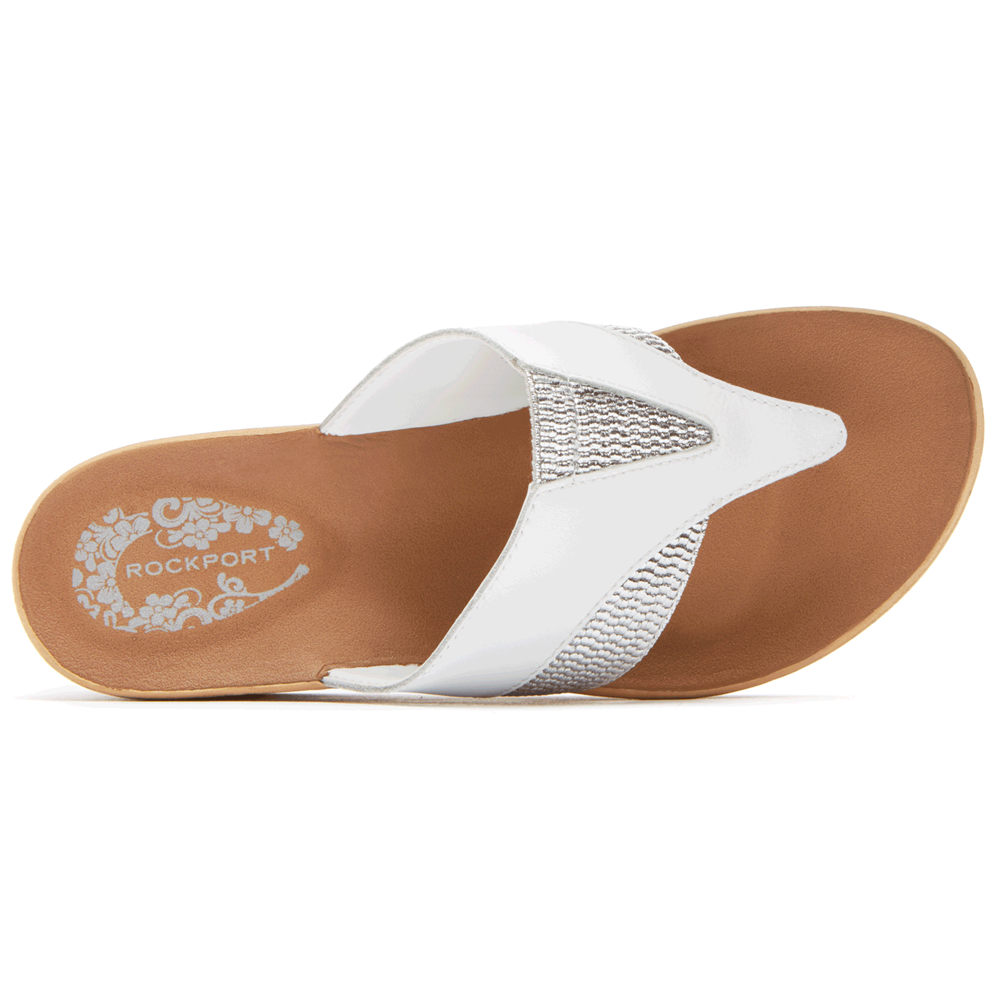 Rockport Wedges Dame Hvite - Weekend Casuals Lanea Gore Thong - LJRM07629